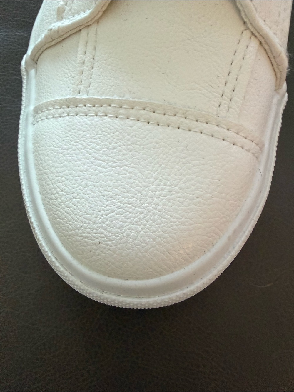 Women's White Slip-On Leather-Textured Sneakers
